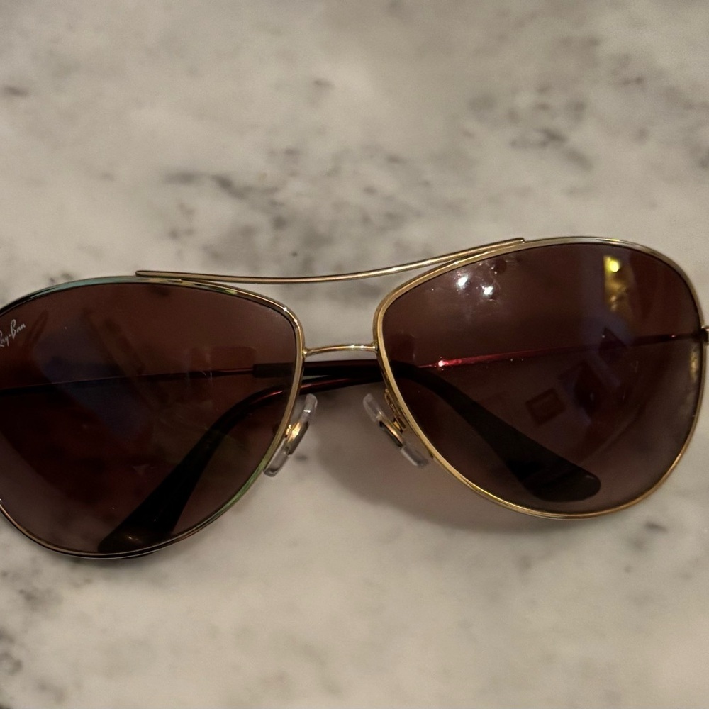 Ray-Ban Gold Frame Sunglasses with Dark Brown Lenses - Picture 5 of 5